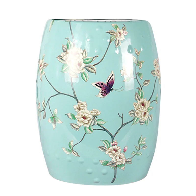 Jingdezhen Ceramic American Butterfly Flower Drum Porcelain ceramic stool