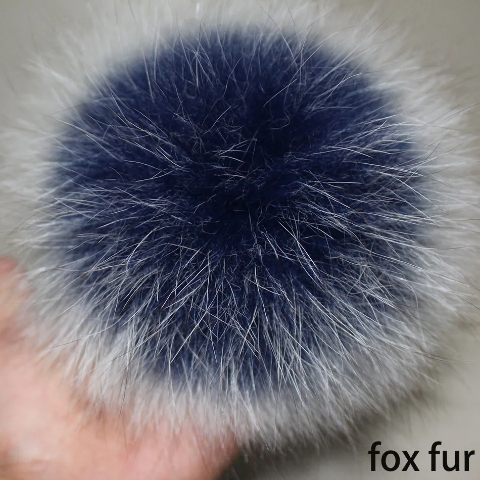Pompón de piel de zorro Real grande, pompón esponjoso, Bola de piel Natural para sombreros de punto, gorros, llavero, bricolaje, 14-15CM