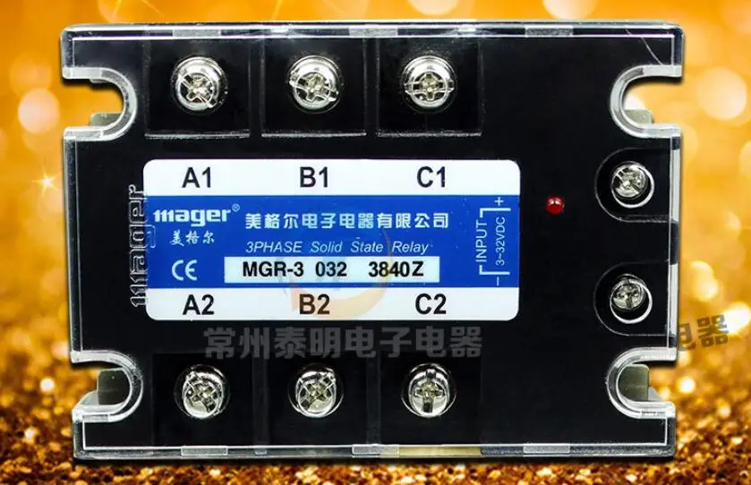 

Three-phase solid state relay DC control AC 380V 40A MGR-3 032 3840Z DC-AC mager