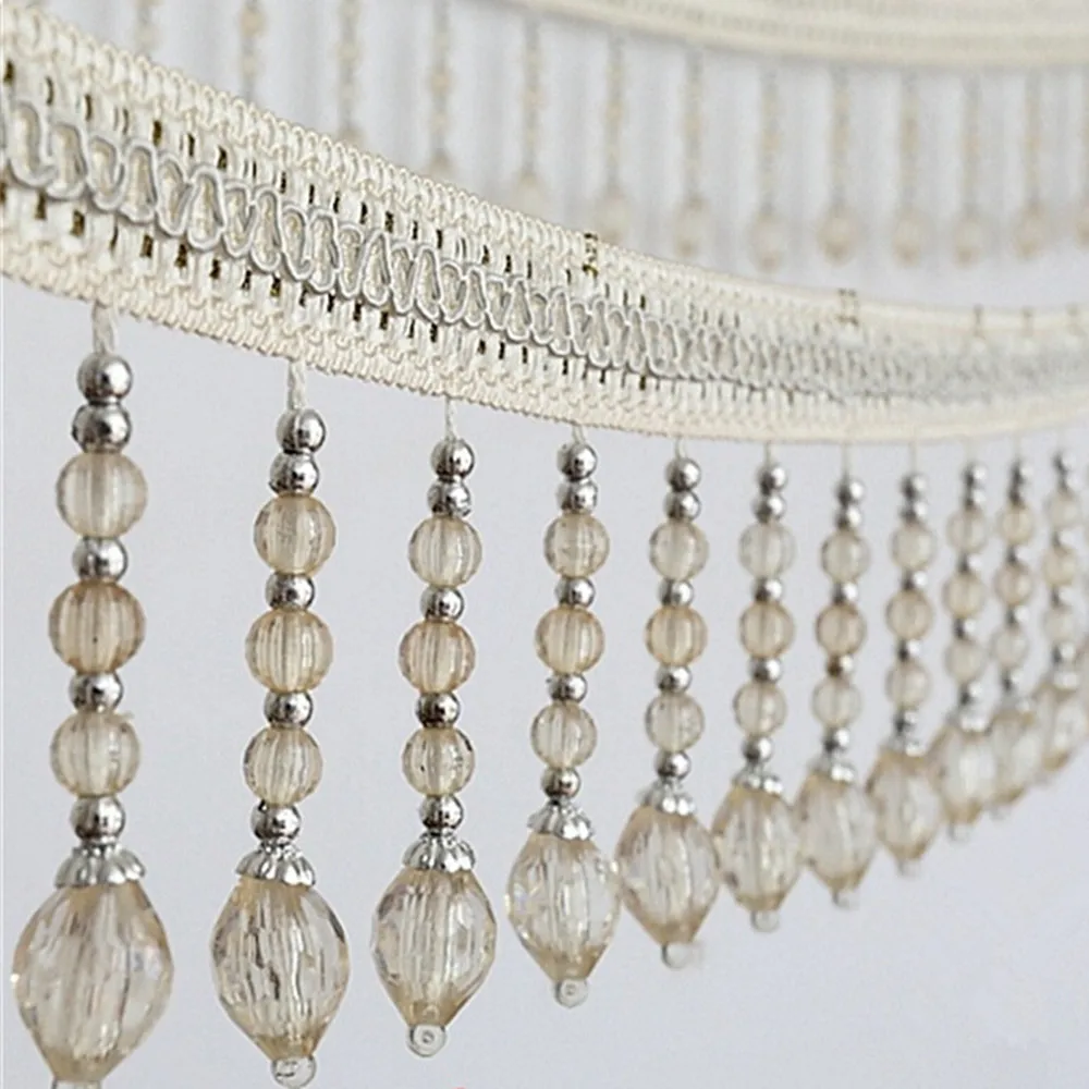 12yards Briaded Hanging Beads Tassel Fringe Trimming Applique Fabric Ribbon Tape Band Curtain Table Wedding Decorated T2583 image 3