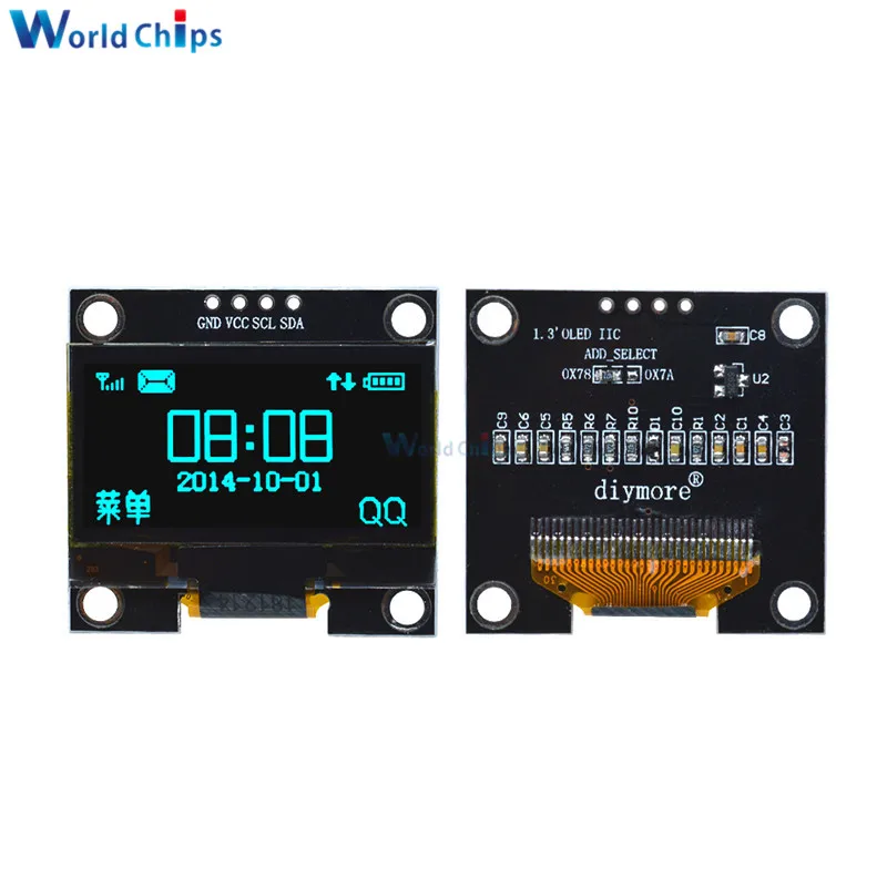 4pin 1.3 "Oled Module Wit/Blauw Kleur 128X64 12864 1.3 Inch Oled Lcd Led Display Module 1.3" Iic I2c Communiceren Voor Arduino