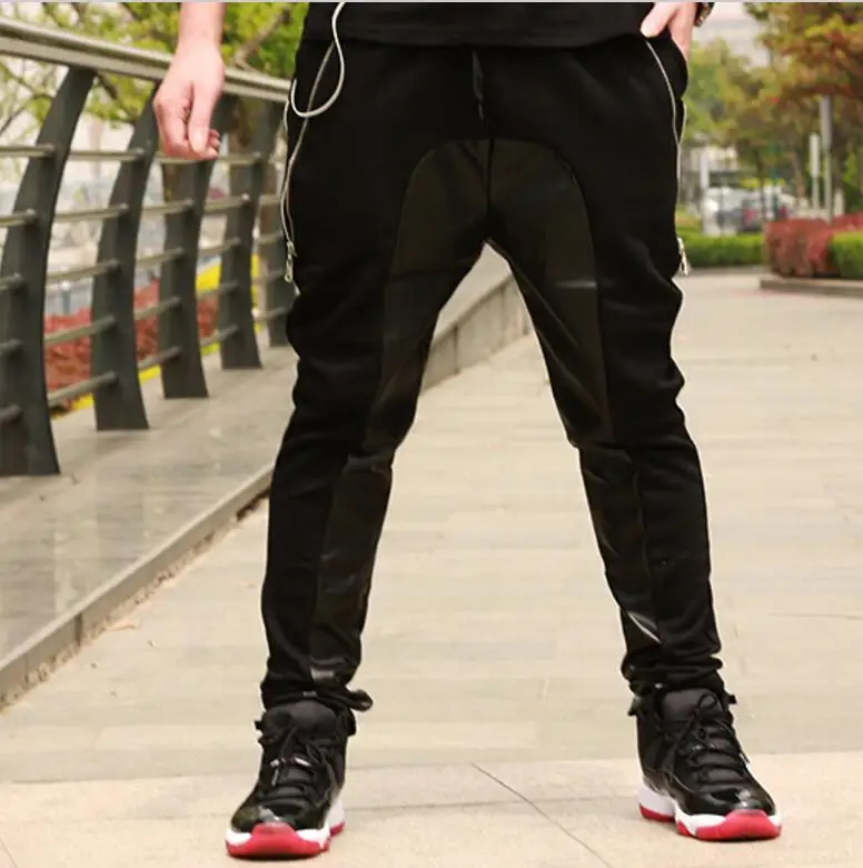 27-44 New 2024 Men's Clothing GD Hair Stylist Fashion Hiphop Street Leather Stereo Patchwork Leather Pants Plus Size Costumes