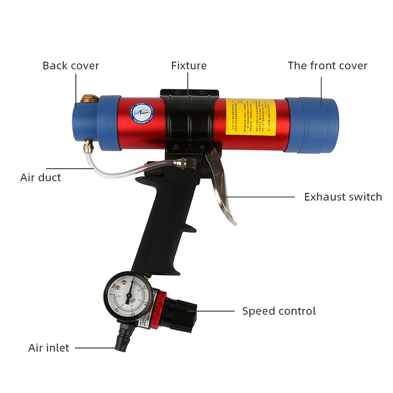 310ML Air Caulking Gun/ Pneumatic Cartridge Dispenser Silicon Sealant Applicator Glass Gluing Tool Construction Caulking Gun/