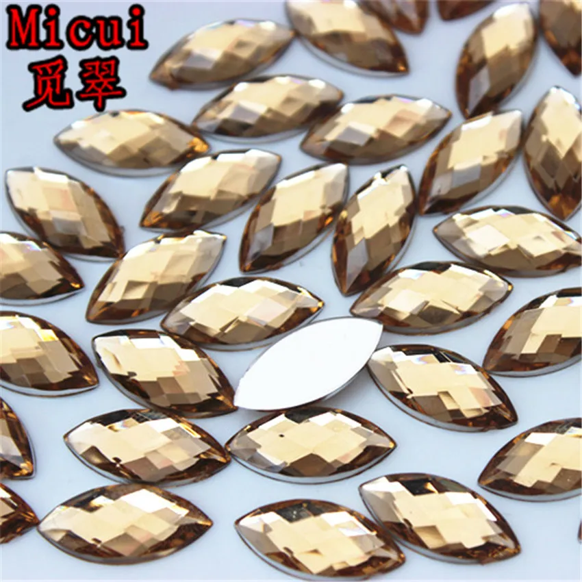 Micui 200pcs 7*15mm Horse Eye Mix color Acrylic Rhinestones Crystals Flatback Strass Crystal Stone For Clothes Dress Craft ZZ686