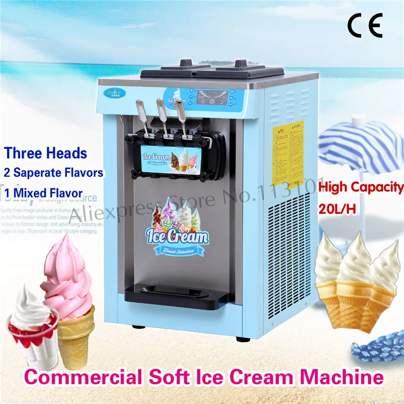 Ice Cream Machine Icecream Making Device Pink Blue Color Appearance with Updated Control System Cones Counter