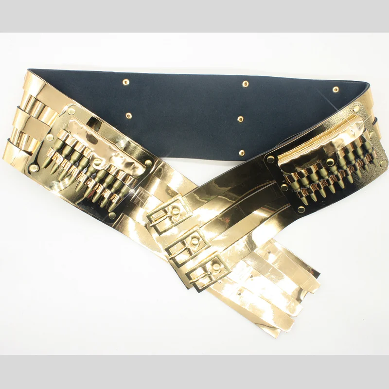 Rare Michael Jackson Jam Dangerous Golden Leather Matel Bullet Handmade Belt Punk Rock All Size For Collection Show