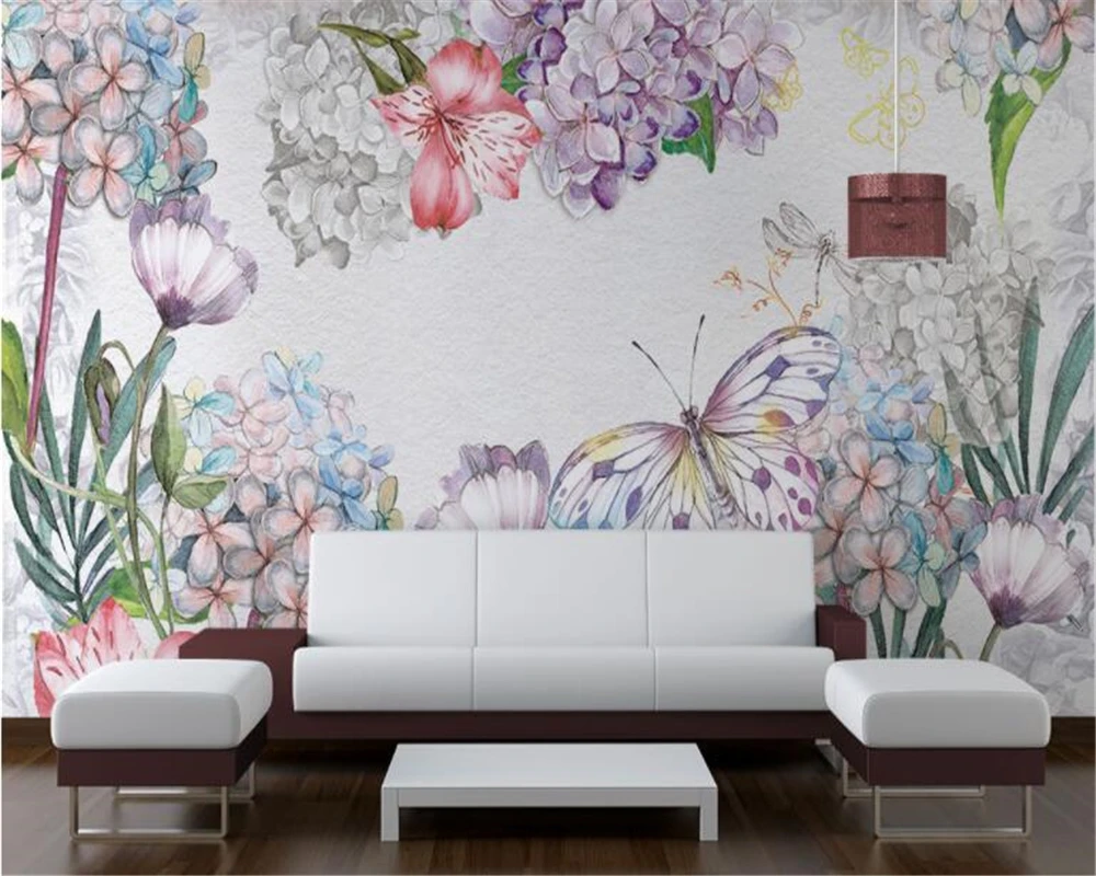 beibehang wallpaper for walls 3 d Custom high-level decorative painting 3D wallpaper European watercolor floral background wall