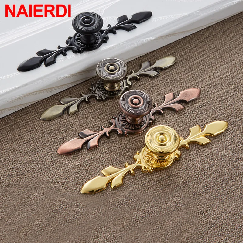 NAIERDI 120MM/170MM Bronze Handles Kitchen Door Cupboard Zinc Alloy European Wardrobe Furniture Drawer Pulls Cabinet Knobs