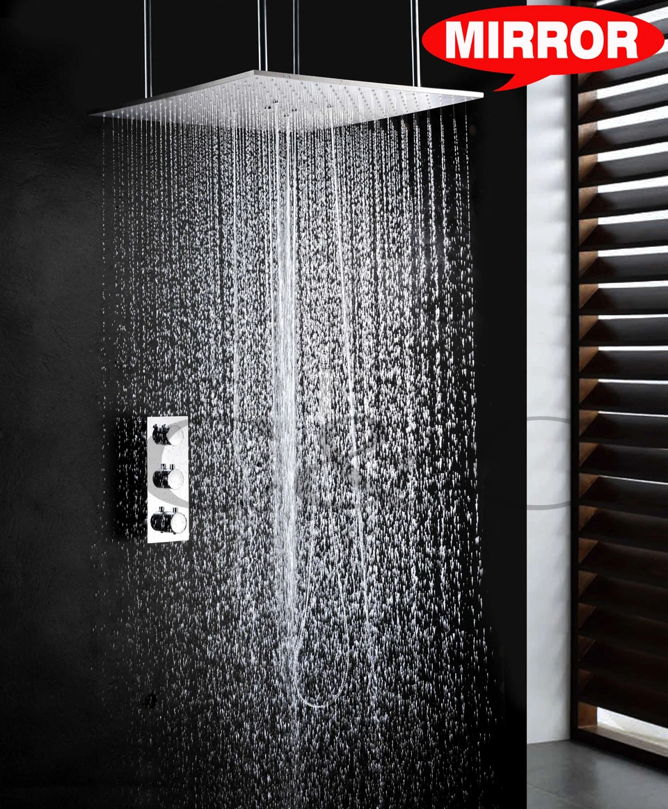 

Thermostatic Control Conceal Bathroom Shower Set 20 Inch Ceil Mounted Swash And Rain Shower Head With Brass Hand Shower