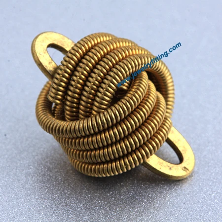 

All kinds of jewelry findings supplier Raw brass colorCoiled wire spherical connector beads handmade18.5*12.5mm