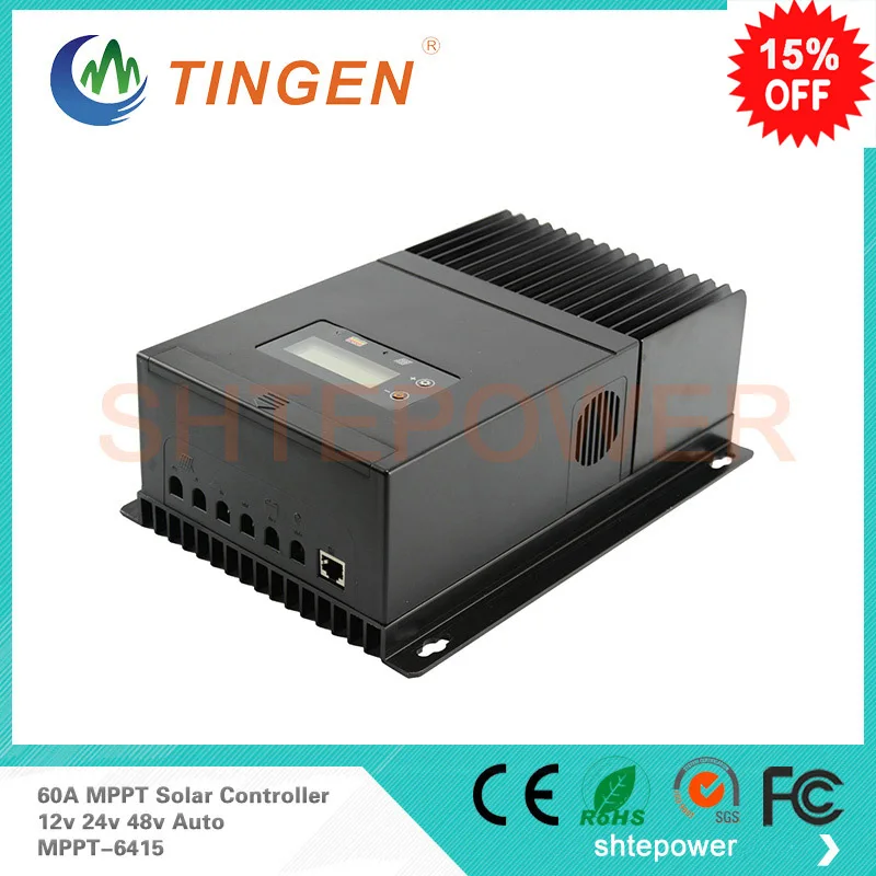 Great price!high quality MPPT-6415 60A 60amp 12v/24v/48v work mppt Charge controller solar   panel regulator