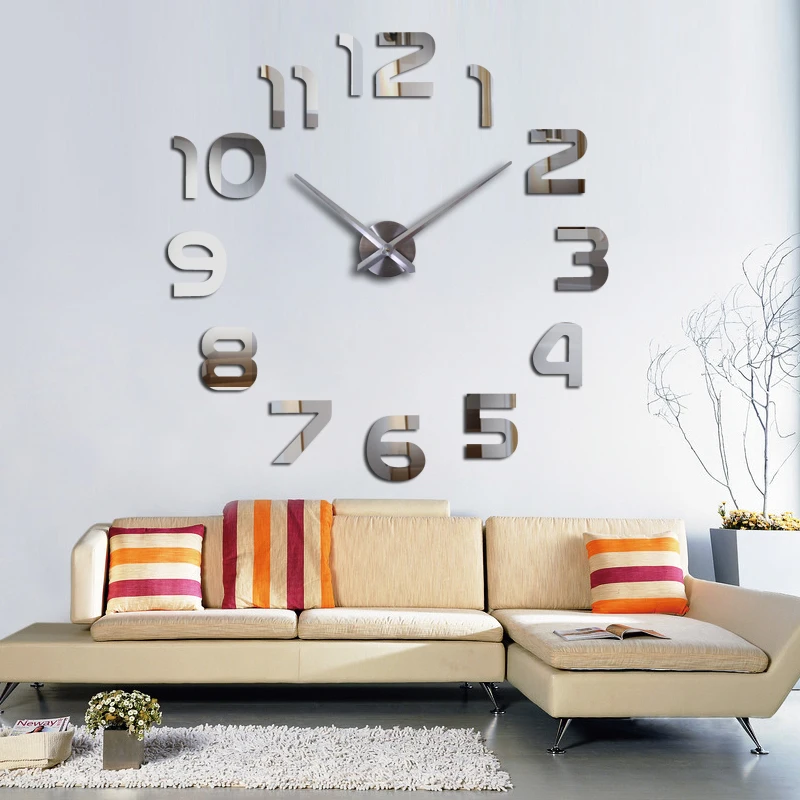 new sale diy acrylic mirror fashion wall clock quartz watch large clocks needle Europe living room home decor stickers