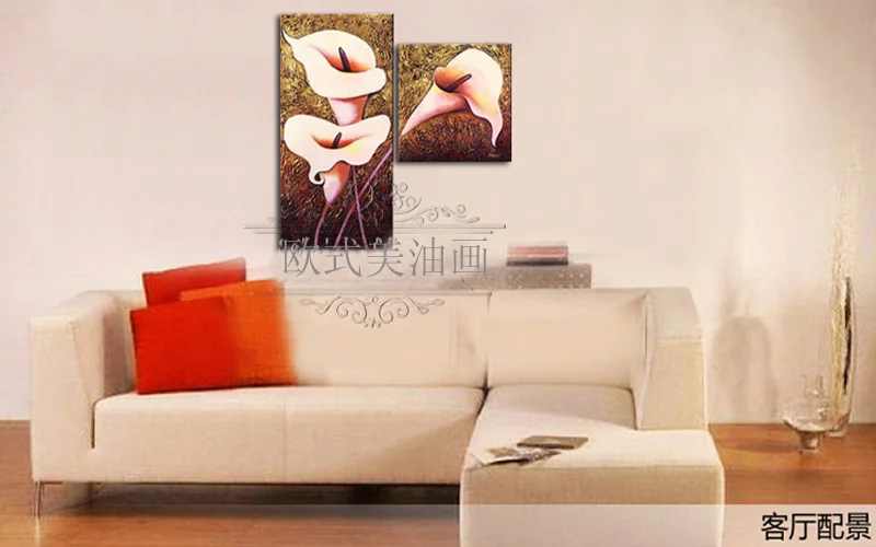 Hand Painted Lily Flower Picture On Canvas Abstract Oil Painting For Living Room Wall Decor Art Groups Of Pictures Hang Painting