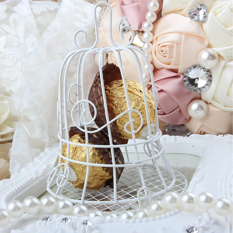 Iron Birdcage Boxes Wedding Crafts Metal White Bird Cage Candy Box Wedding Gifts Favors 30pcs