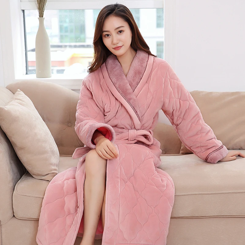 

Hot Sale Womens Thick Quilted Long Kimono Bath Robe Women Big Yards Bathrobe Femme Winter Dressing Gown Bridesmaid Robes Wedding