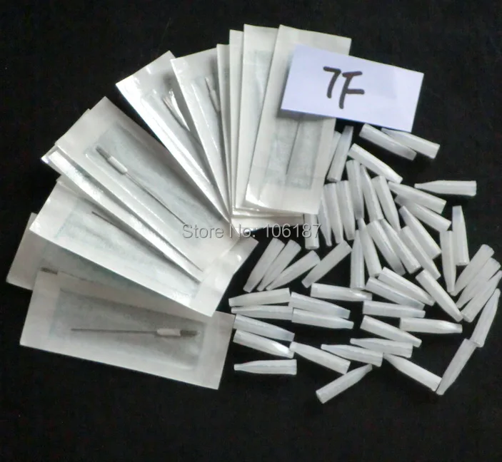 High Quality  Promotion 7F Tips Nozzles Of Permanent Makeup  + Sterilized Tattoo  Permanent Makeup Needles(100Pcs Of Each)