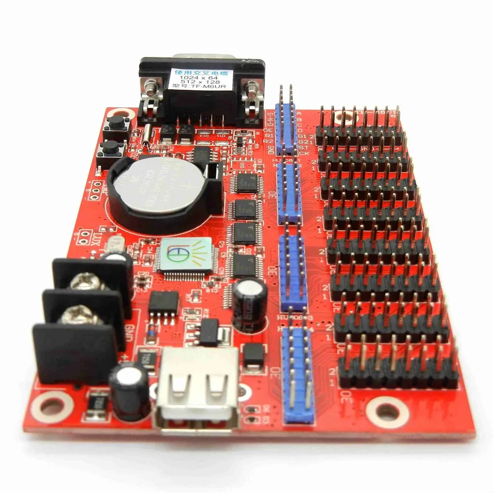 TF-M6UR USB And Serial Port P10 Module Led Control Card 1024*64, 512*128 Pixels Single Dual Color F3.75,P7.62 Display Controller