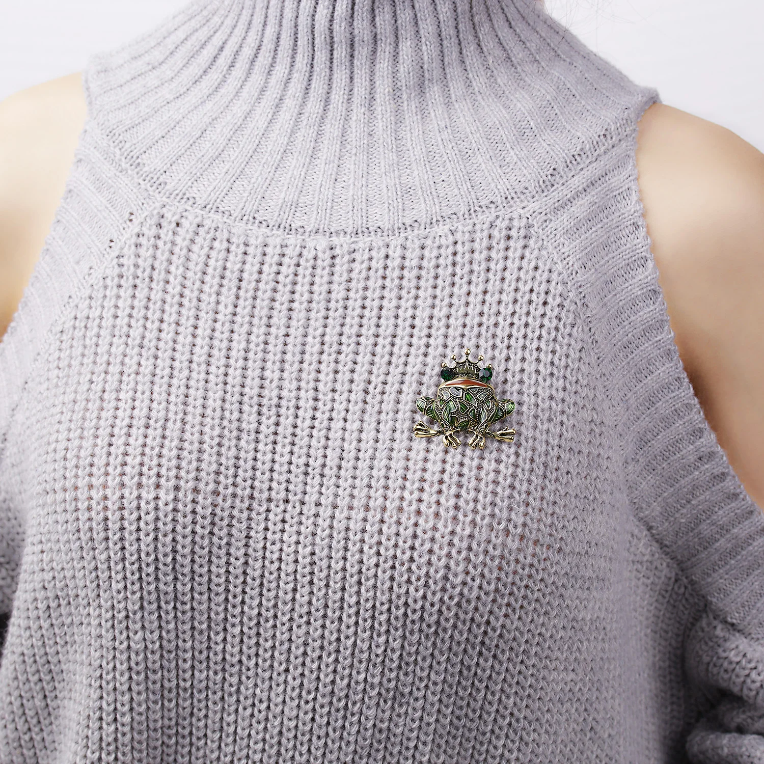 Rinhoo Crystal Frog Brooches for Women Green Color Animal Brooch Pin Luxury Vintage Jewelry Coat Accessories Bijouterie FrogKing