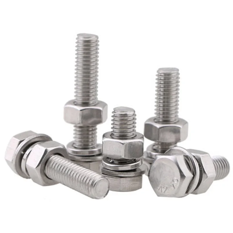 

1pcs M10 304 stainless steel Hexagon Bolt screw nut set Extended screws Flat pads spring pad 80mm-200mm Length