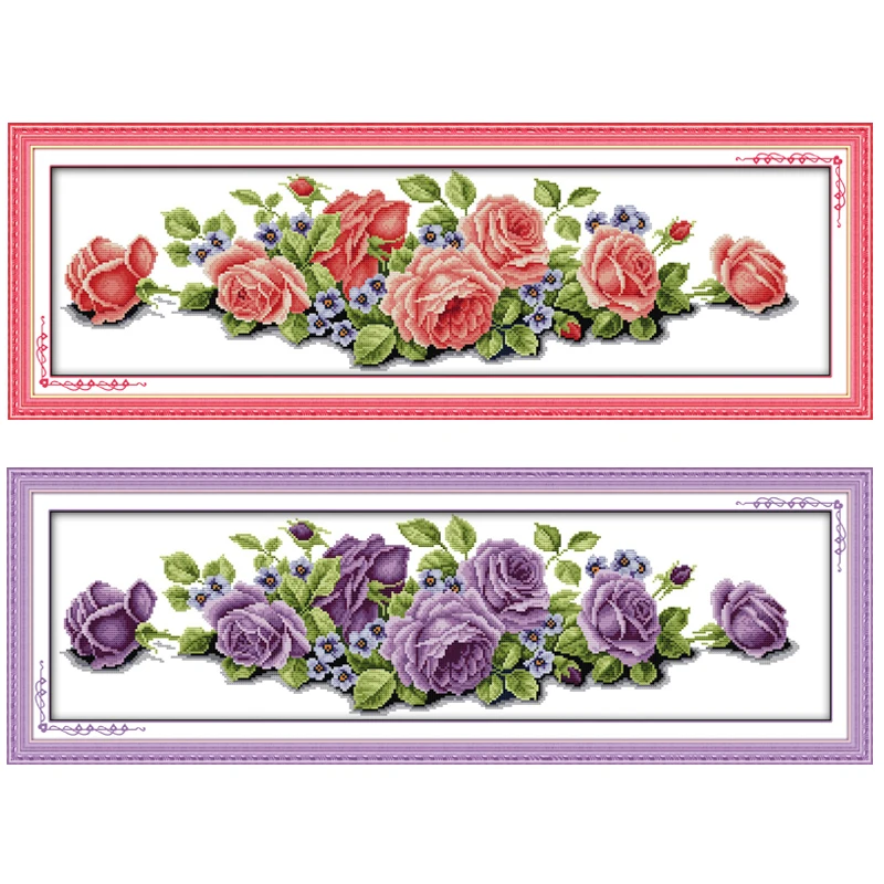 Rose Flowers Patterns Counted Cross Stitch Set DIY 11CT 14CT 16CT Stamped DMC Cross-stitch Kit Embroidery Needlework Home Decor