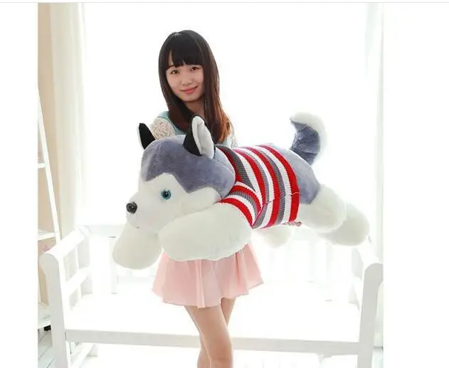 fillings toy , large about 100cm sweater husky dog plush toy throw pillow toy birthday gift b4902