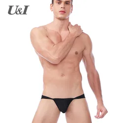 U&I sexy underwear men's thin section transparent nylon personality breathable u convex pocket tide men's low waist briefs