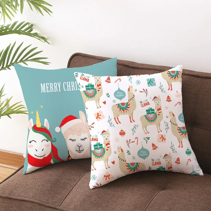 Cute Cartoon Alpaca Cushion Cover Creative Alpaca Decorative Pillowcase Alpaca Throw Pillow Case Case For Sofa Cushion Cover