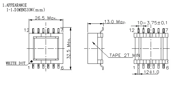 EFD25 12pin SMPS High Frequency Custom Transformers Max 43W