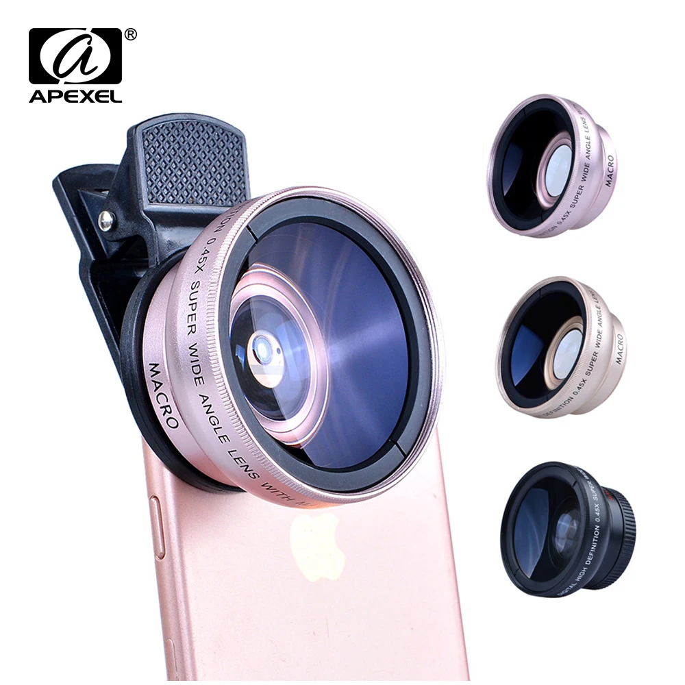 

50pcs/lot 37MM 0.45x Super Wide and 12.5x Super Macro Lens for iPhone 7 Plus 6S Samsung S7 S6 Note 4 Camera lens Kit DHL free