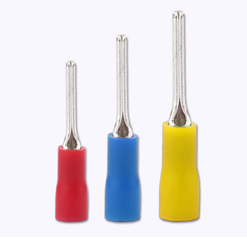 PTV series 100PCS/Bag  yellow Insulated Pin terminals 6.7mm Cable Connector wire terminals Needle Shaped Pre-insulating terminal