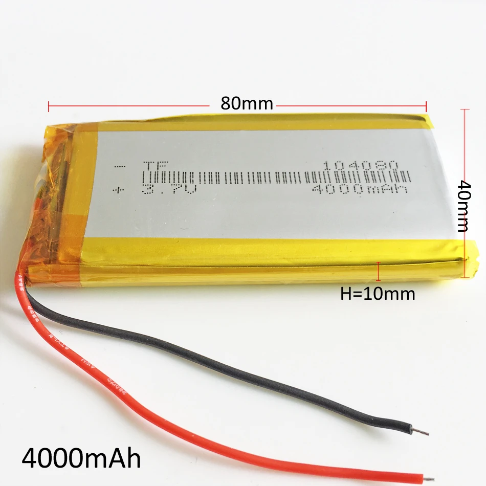 3.7V 4000mAh 104080 Polymer Lithium LiPo Rechargeable Battery cells fit For GPS PSP PAD DVD E-Books Power bank Tablet PC