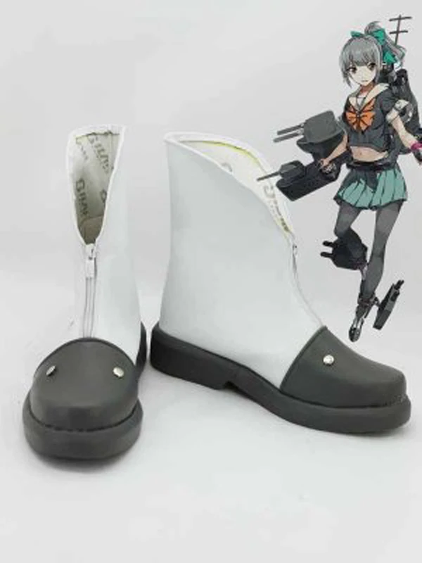 

Kantai Collection Yubari White & Grey Cosplay Boots Shoes Women Cosplay Costume Party Shoes Custom Made Boots