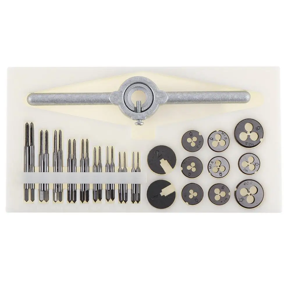 30pcs/lot precise Metric NC Screw Tap & Die External Thread Cutting Tapping Hand Tool Kit with HSS Screw Plugs Taps