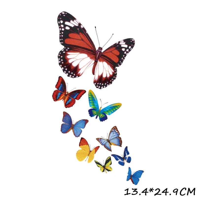 Beautiful Women\'s Clothing Butterfly Thermo Transfer for Clothes Stickers Decor  Iron on Patches DIY T-shirt Girl Dress Print E