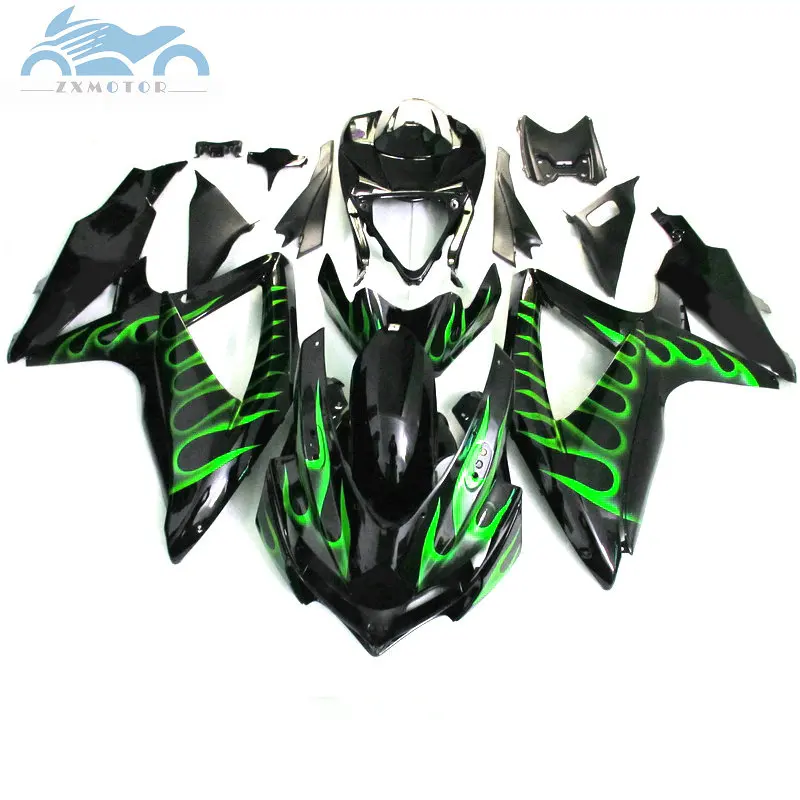 

Комплект обтекателей для литья под давлением для SUZUKI GSX R600 750 2008-2010 K8 GSXR750 R600 08 09 10, комплекты обтекателей кузова мотоцикла с зеленым пламенем