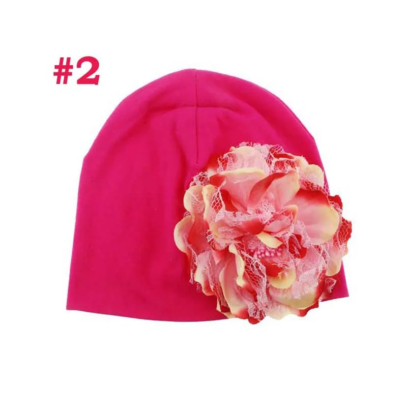 New Coming Big Floral Beanie Cap Peony Flower Candy Color Infant Toddler Hat Spring Autumn Newborn Mixed Color Hat SW057