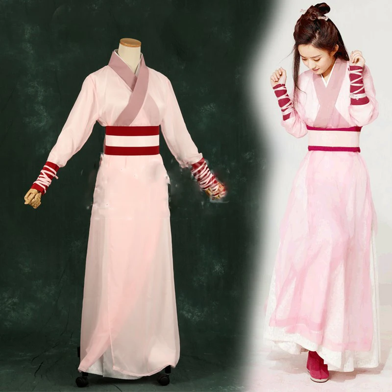 Zhao LiYing Pink Swordlady Costume Hanfu for Women Cosplay Costume for Newest TV Play Princess Agents Legend of ChuQiao Actress