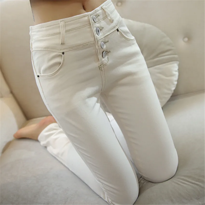 

New Winter Fashion Ladies Casual Fleece Warm Jeans Women High Waist Skinny Jeans Female Stretch Pencil Pants Hot Leggings WZ871