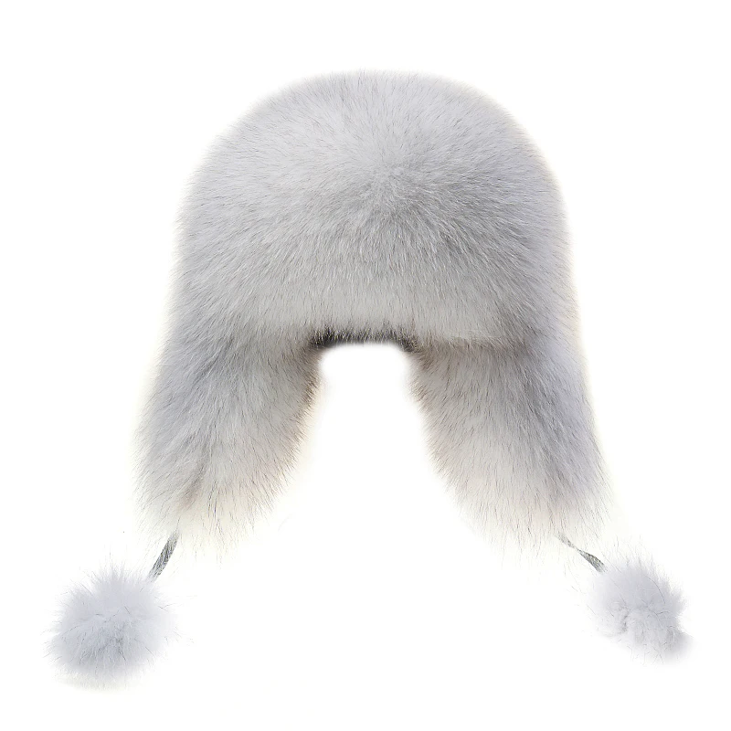 new Star Fur 2021 Genuine Silver Fox Fur Hats Men Real Raccoon Fur Lei Feng Cap for Russian Men Bomber Hats with Leather