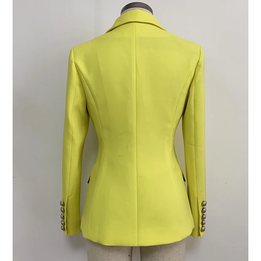 HIGH STREET New Fashion 2024 Classic Designer Blazer Jacket Women\'s Lion Metal Buttons Double Breasted Yellow Blazer Outer