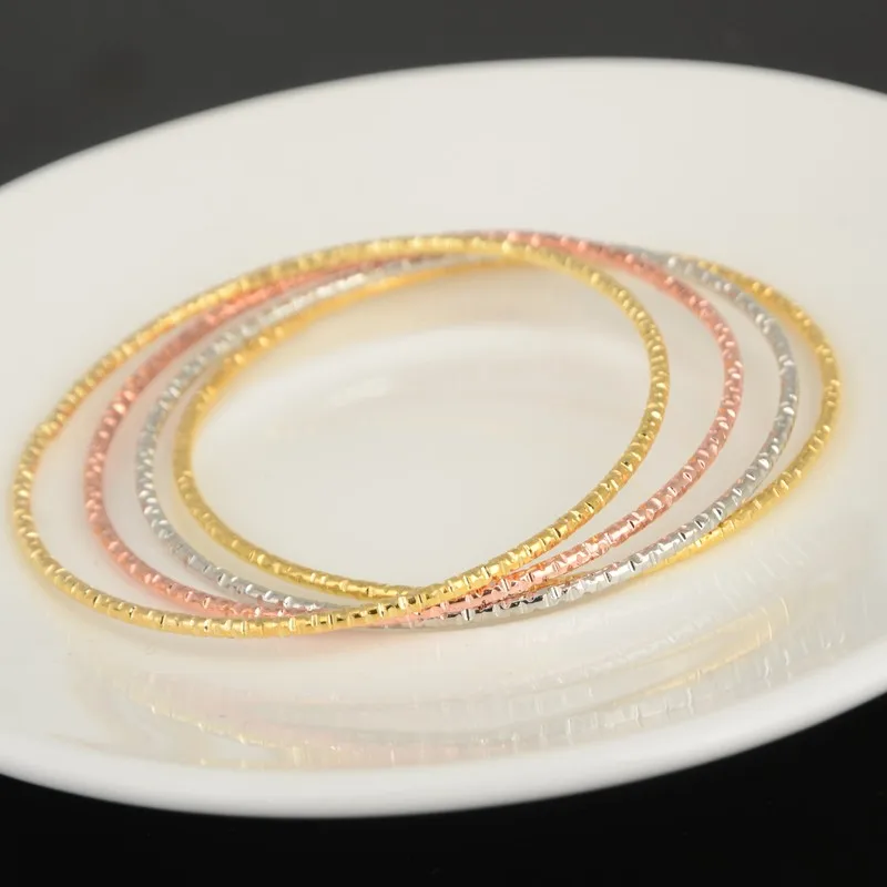 4pcs/set Gold Silver Color Lovely Children Kid boy Girl Infant Baby Bangle Bracelet Gift For Child