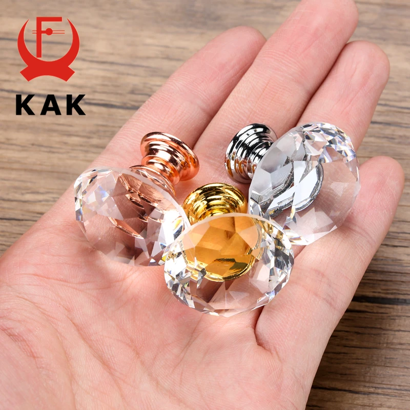 KAK 5pcs/lot 20-40mm Gyémánt Alak Formatervezés Kristálytiszta üvegek knobs Iratszekrény Rajzoló Húzóerő konyhai szekrény Gardrób kezeli Vásárú