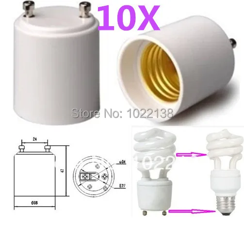 

10pcs GU24 to E27/E26 LED Light Base Lamp Holder Adapter Convert Pin Base Fixture GU24 to Standard Screw-in Bulb Socket E26/E27