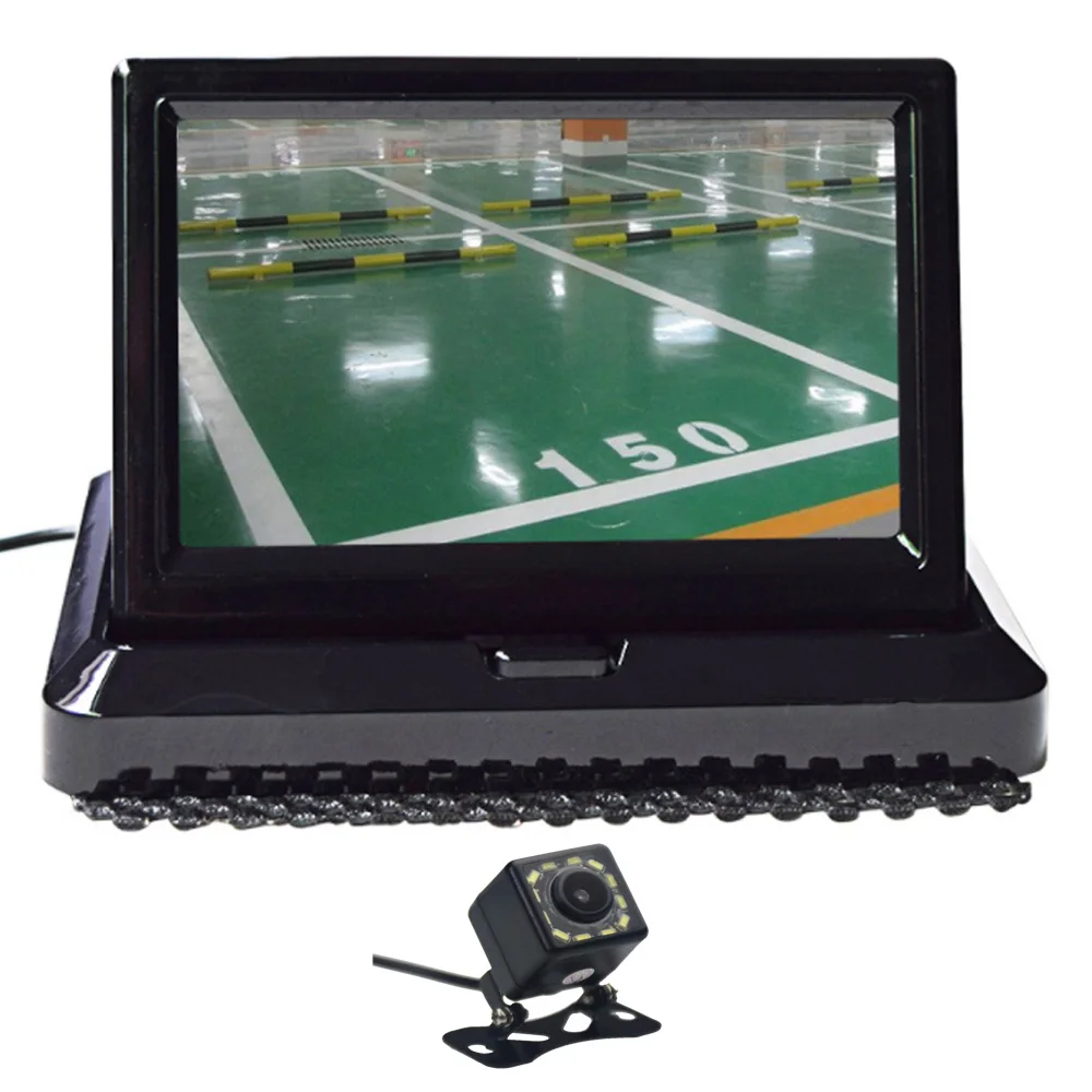 

5.0" Color HD CCD Car Display 5 Inch Folding New Digital 2 Channel Video Input DVD Player DC 12/24V And 12 LED Rearview Camera