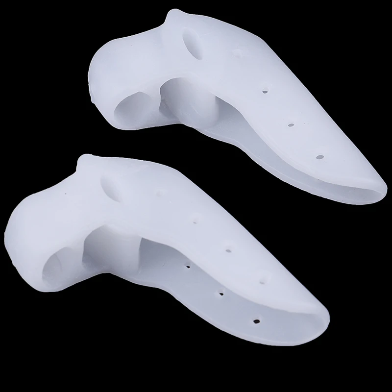 

2Pcs Silicone Gel Foot Toes Two Hole Toe Separator Thumb Valgus Protector Bunion Hallux Valgus Guard Feet Overlapping Pad Insert