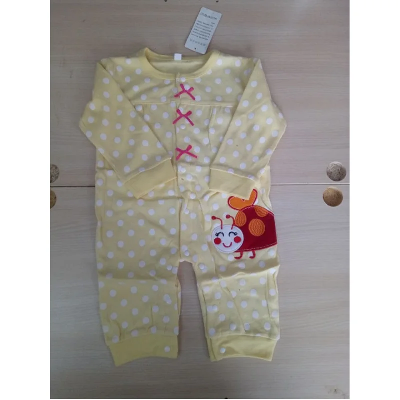 204 2Spring Ladybird jumpsuit White Dot Baby Girl Clothes Cotton Yellow Newborn Bowknot Romper Infant Fashion Costumes