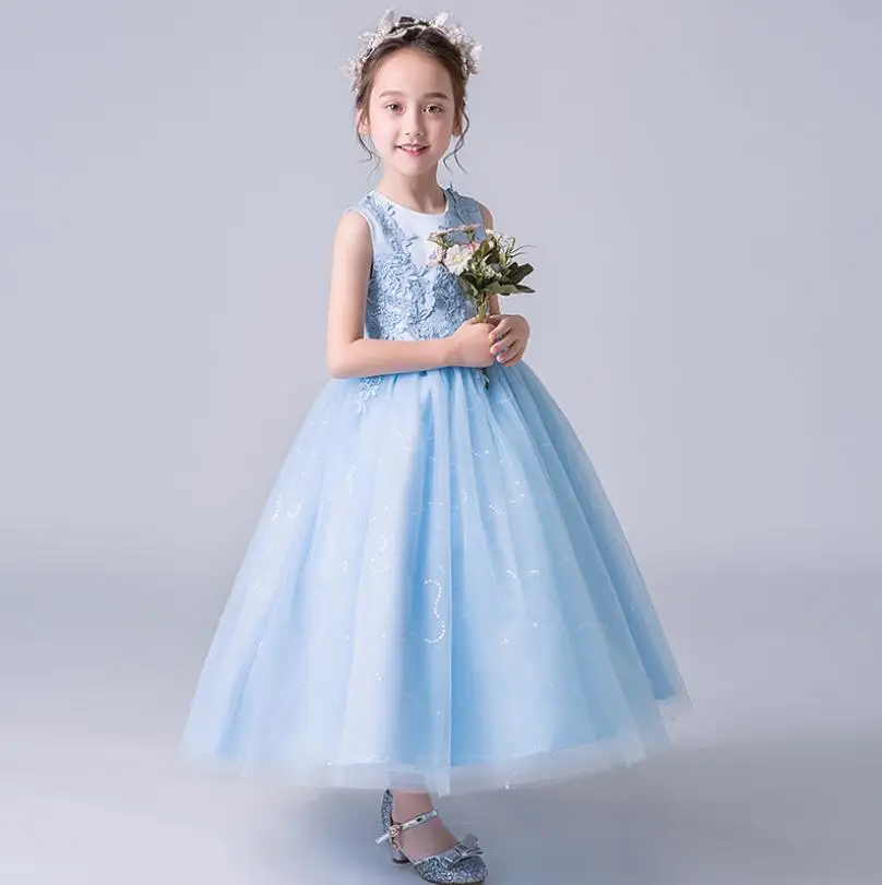 

High Quality Sequin Tulle Flower Girl Party Pageant Princess Dress For Girls Weddings Glitz Long Tulle First Communion Dresses