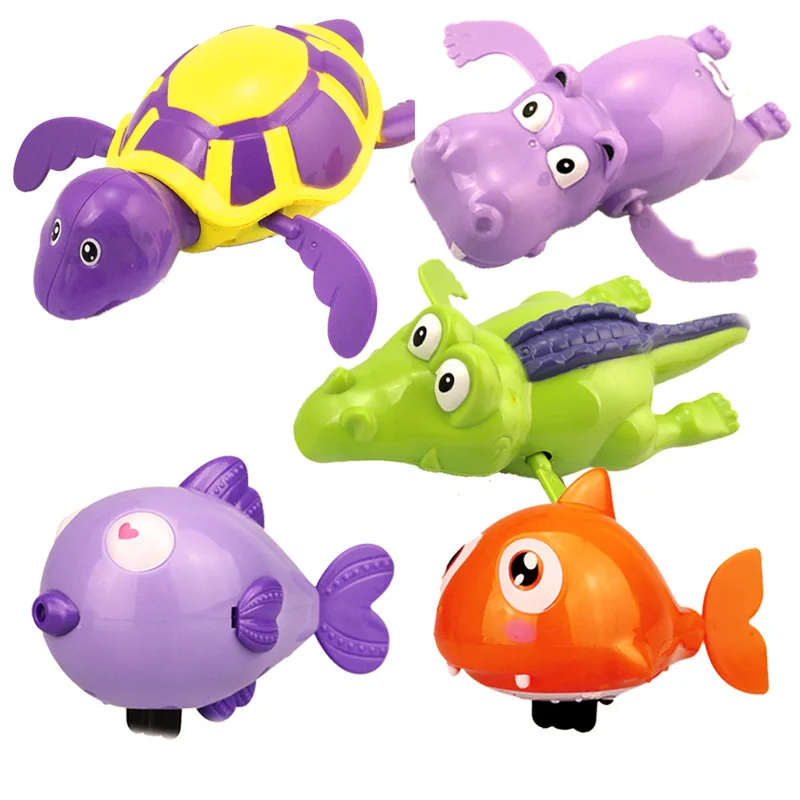 Cartoon Animal Turtle Crocodile Seahorse Baby Bath Toy Chain Clockwork Classic Toys Cute Newborn Infant Swim Educational Toys