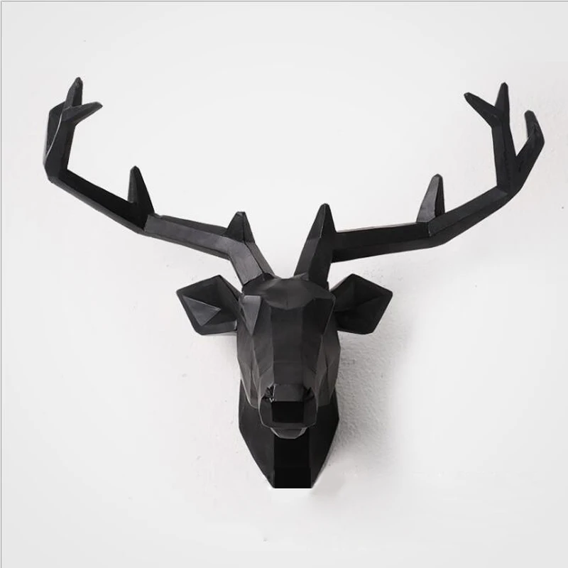 

Wall hanging 3D resins animal deer head decoration living room porch decoration animal sculpture crafts wall hang accessories