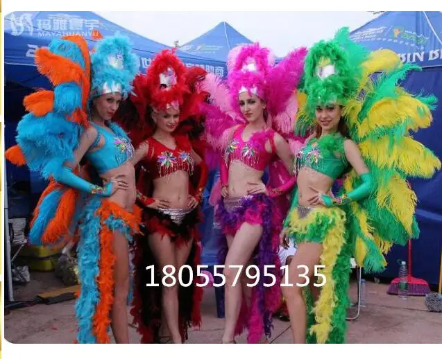 Pena dacne vestido feminino samba trajes flamenco carnaval abertura palco mostrar sexy 18